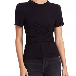 Alexis Soli Peplum Twist Cross T-shirt Tee Top S